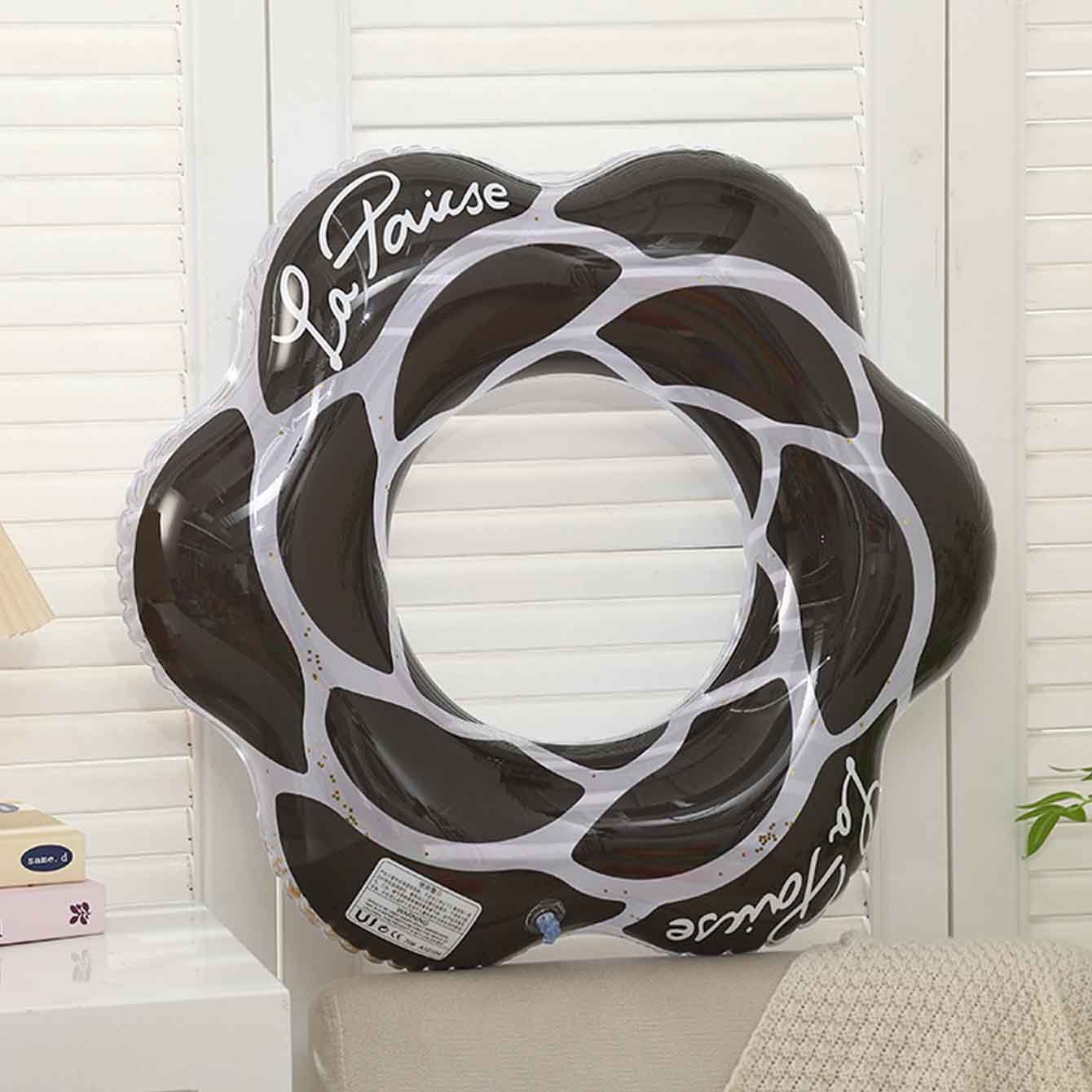 1 szt. Różowo-czarna dmuchana  – Pool Float Ring Inflatable recenzja i cena